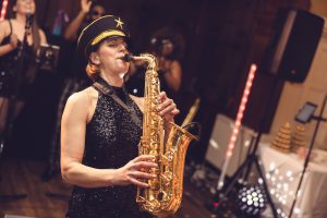 lady playing saxophone
